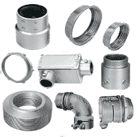Conex&otilde;es  para eletrodutos em aluminio e ferro galvanizado
