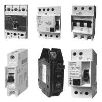 Disjuntores de diversas marcas